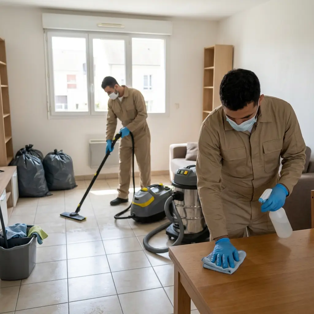 Notre méthode de débarras à Grigny : nettoyage complet, désinfection et neutralisation des odeurs.