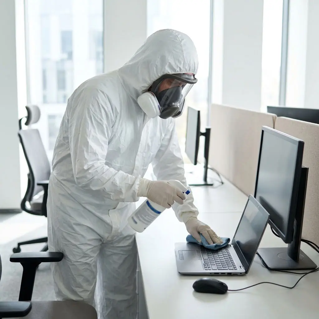 Désinfection extrême : traiter les surfaces de bureau et matériel informatique